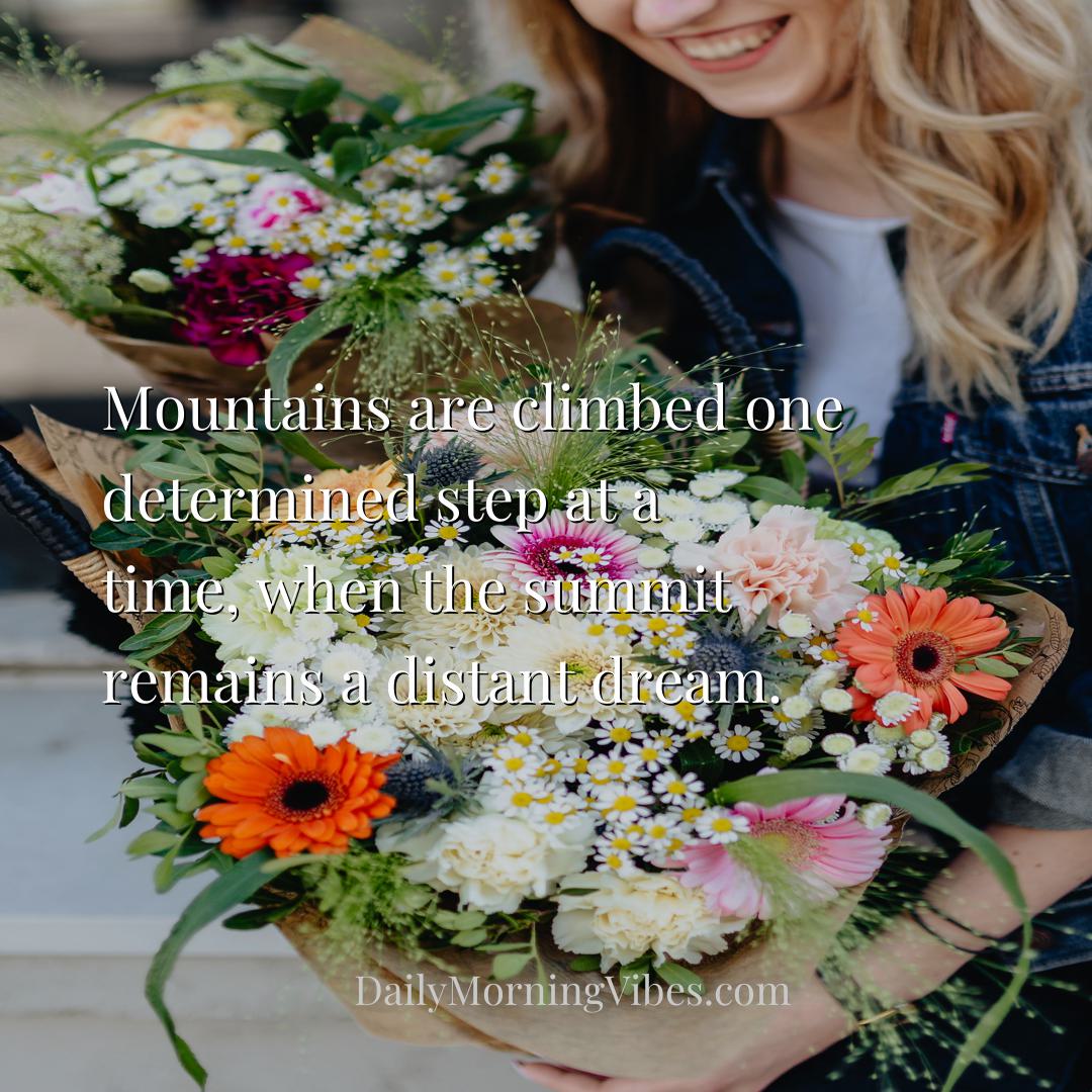 Morning Vibe - Mountains are climbed one determined step at a tim