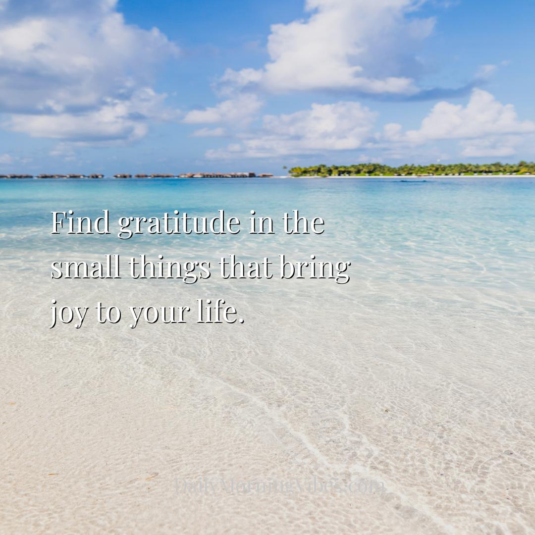 Morning Vibe - Find gratitude in the small things that bring joy 