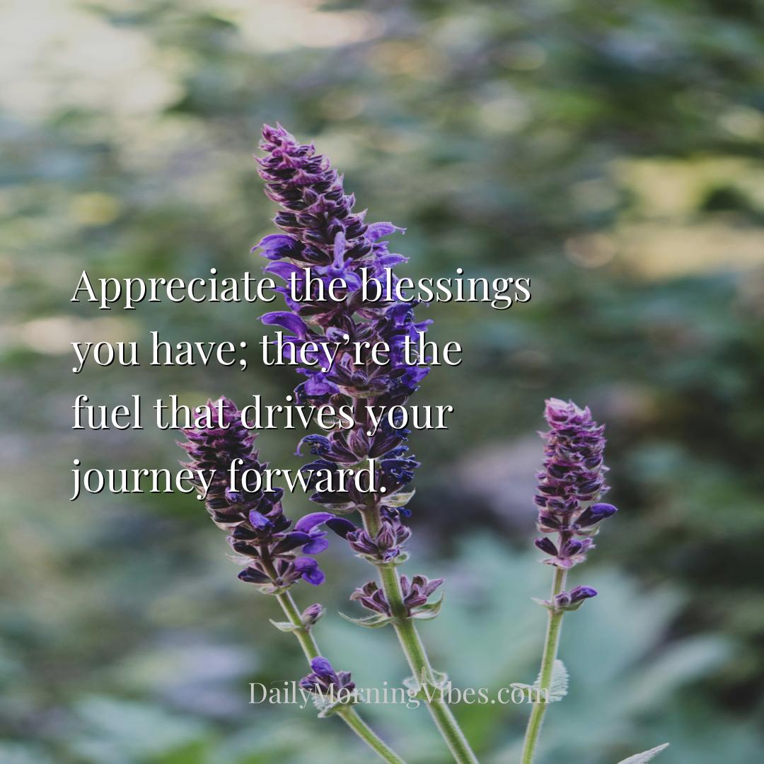 Morning Vibe - Appreciate the blessings you have; they’re the fue