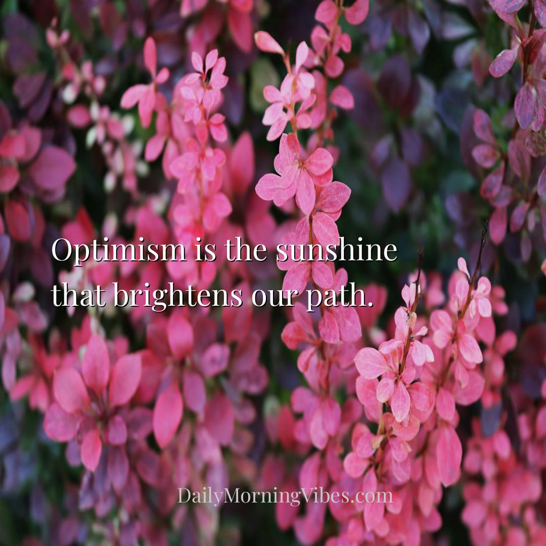 Morning Vibe - Optimism is the sunshine that brightens our path.