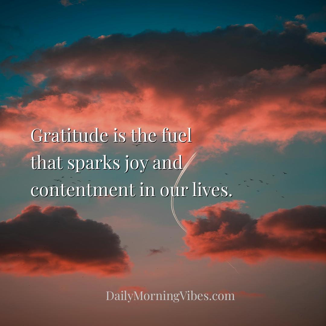 Morning Vibe - Gratitude is the fuel that sparks joy and contentm