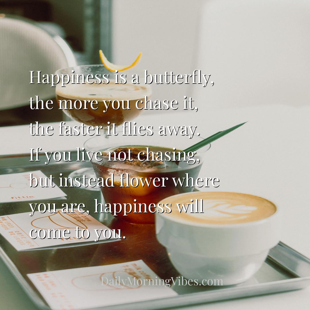 Morning Vibe - Happiness is a butterfly, the more you chase it, t