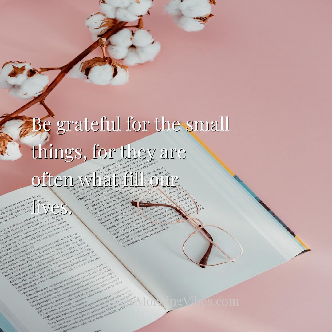 Morning Vibe - Be grateful for the small things, for they are oft