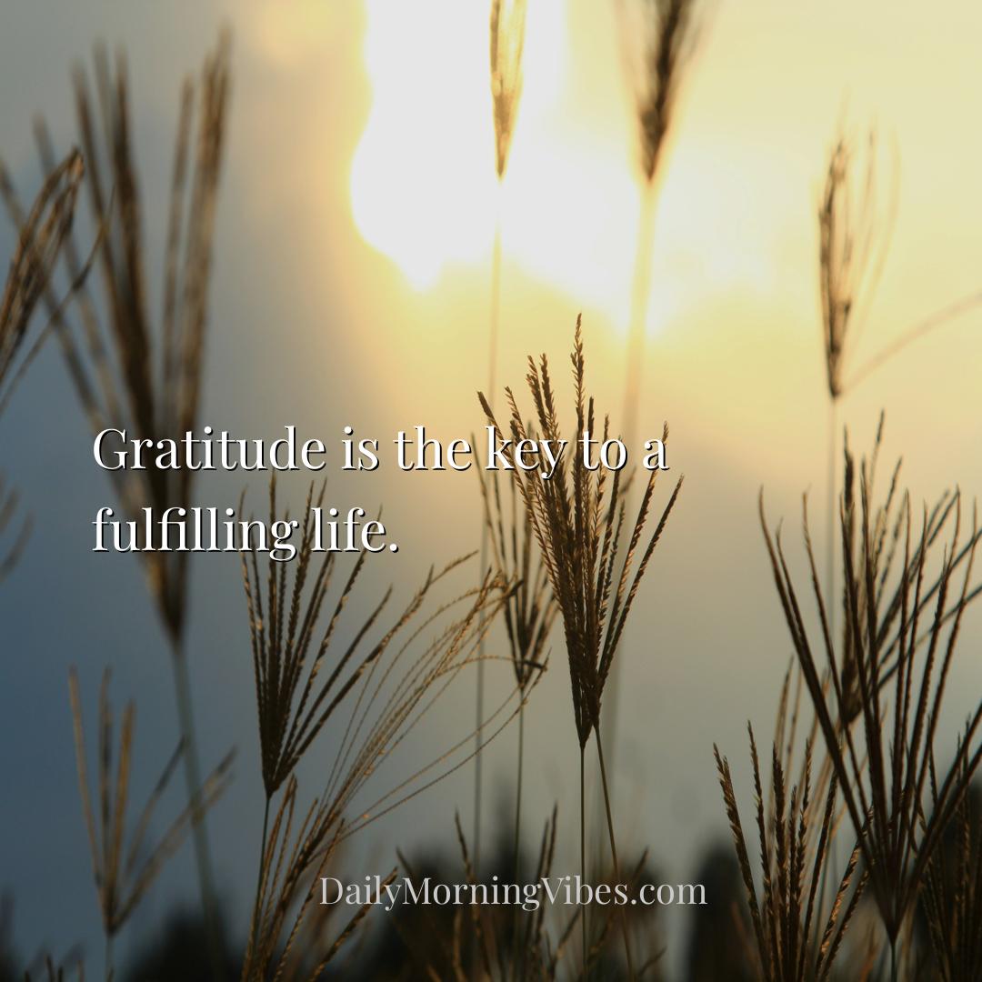 Morning Vibe - Gratitude is the key to a fulfilling life.