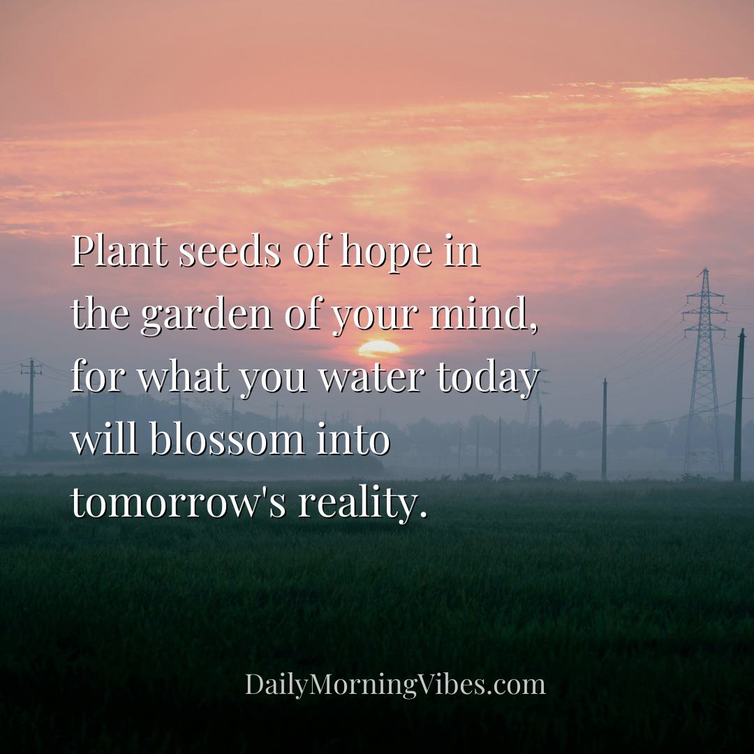 Morning Vibe - Plant seeds of hope in the garden of your mind, fo