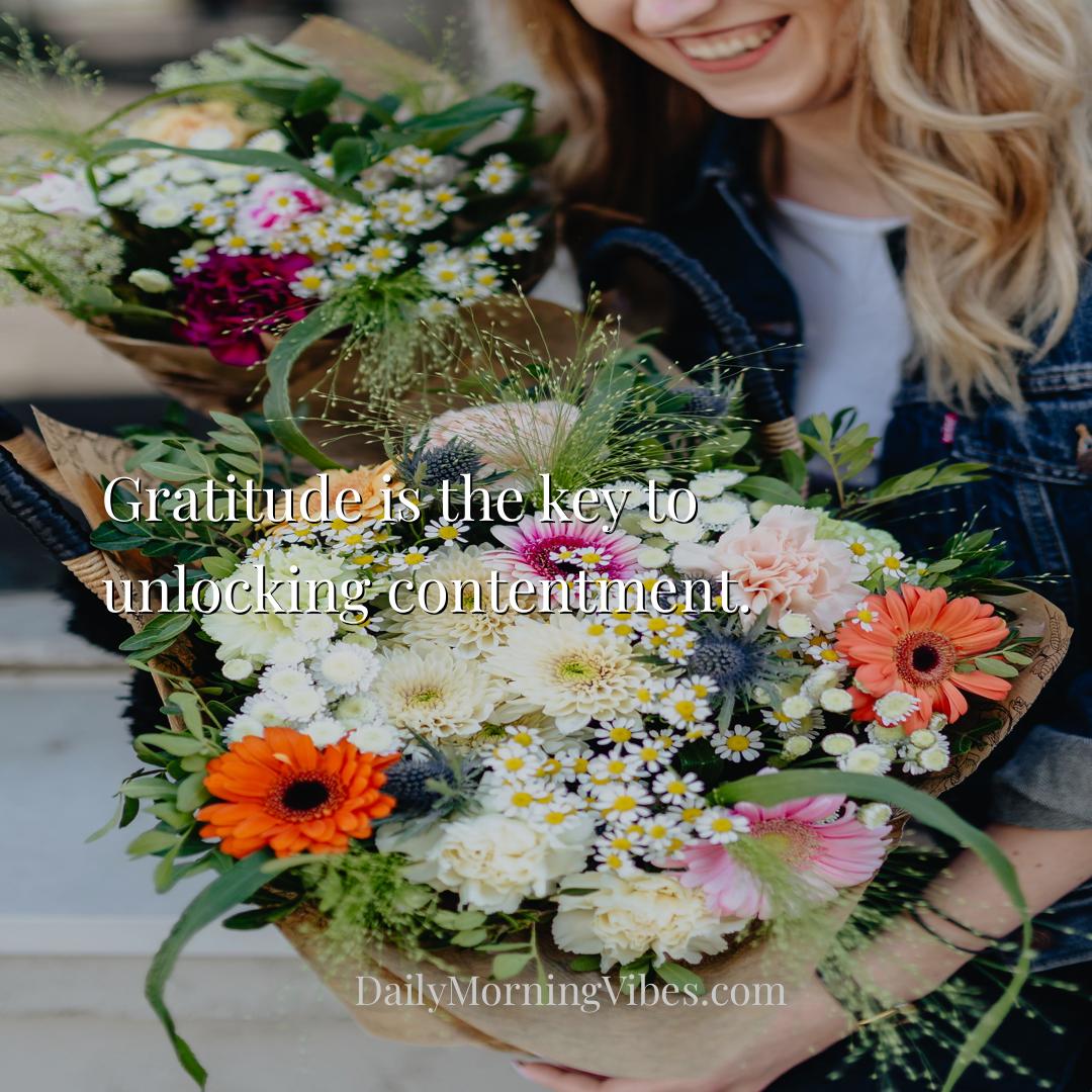Morning Vibe - Gratitude is the key to unlocking contentment.