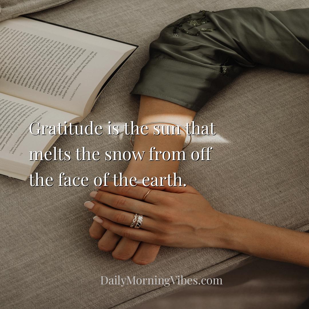 Morning Vibe - Gratitude is the sun that melts the snow from off 