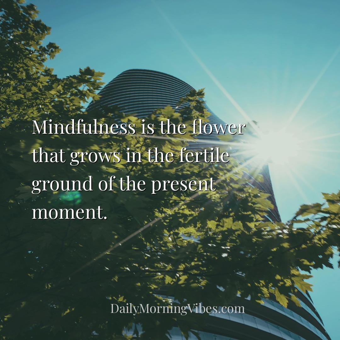 Morning Vibe - Mindfulness is the flower that grows in the fertil