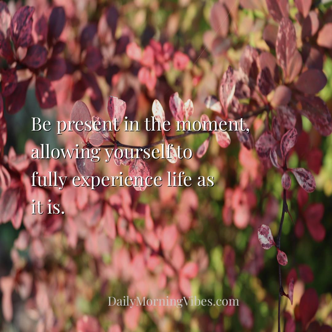 Morning Vibe - Be present in the moment, allowing yourself to ful